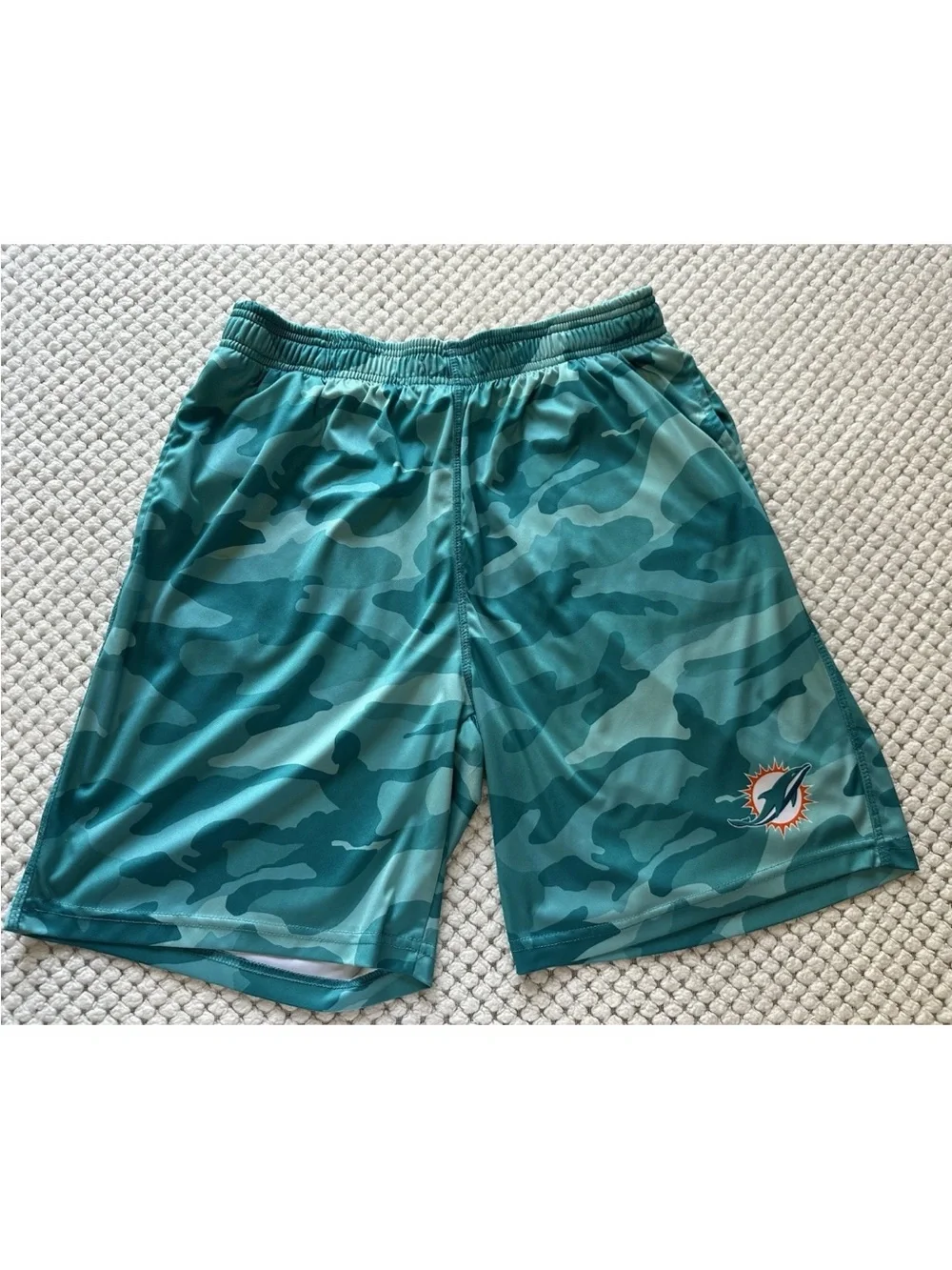 NFL Team Apparel Miami Dolphins Camo Shorts Size Medium No Drawstring